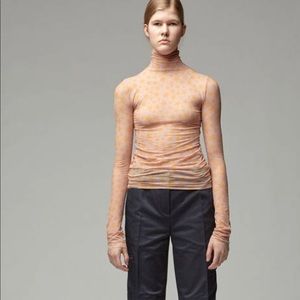 Acne Studios Denise Sheer Star Print High-neck Top